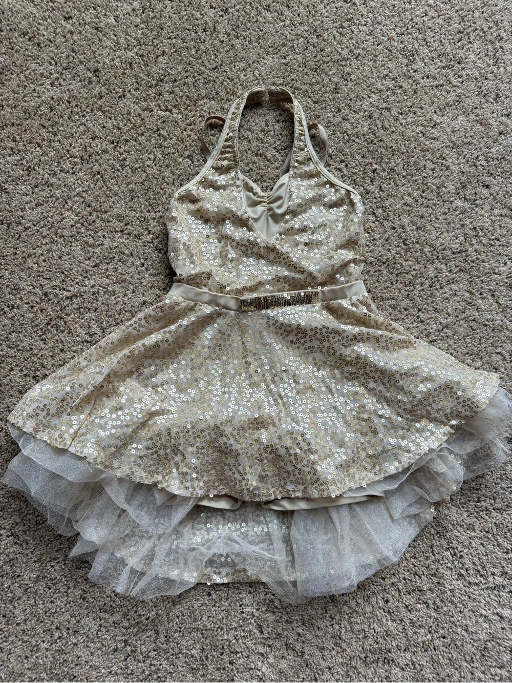 Revolution Dancewear Girls LC Champagne Gold Sequin Lyrical Dance Costume Dress